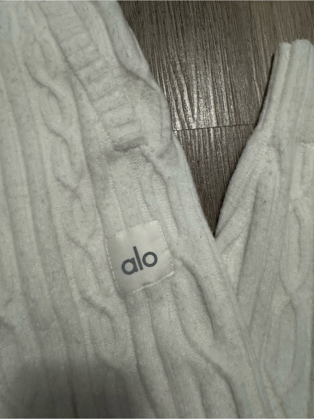 ALO Yoga Ribbed Cable Knit Joggers in Cream White - Picture 2 of 3
